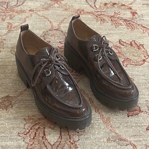 Sam Edelman Dark Brown Patent Leather Oxfords